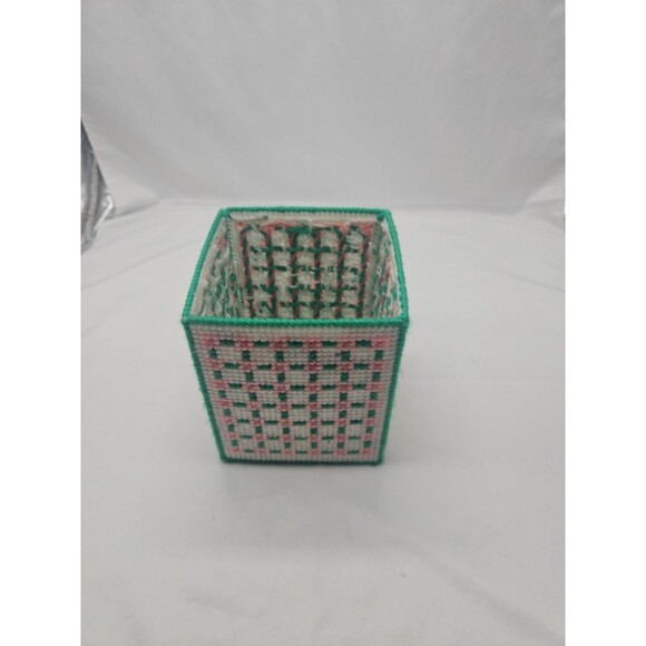 Vintage Handmade Kleenex/Tissue Box Cover Green And Pink - Picture 10 of 13